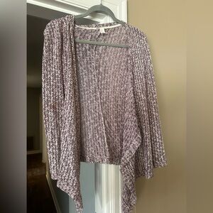 Open Front Marled Knit Cardigan in Lavender White